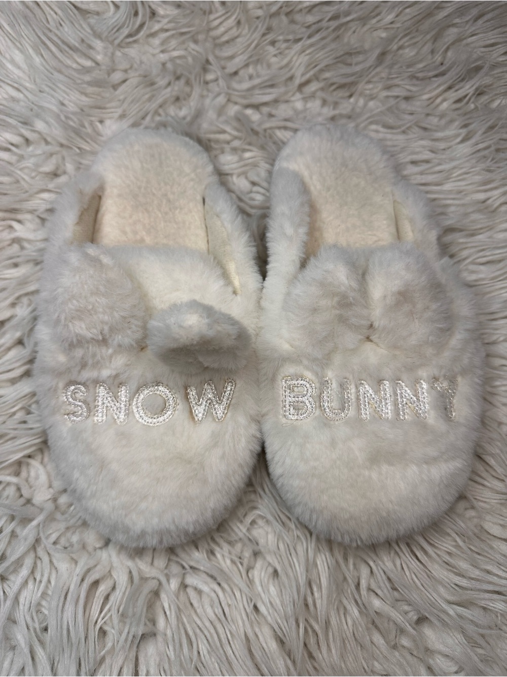 Snow Bunny Slippers White